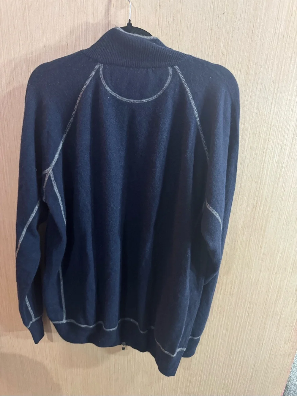 Men’s Luigi Baldo Cashmere Knit Navy Zip-Up Sweater Size XXL